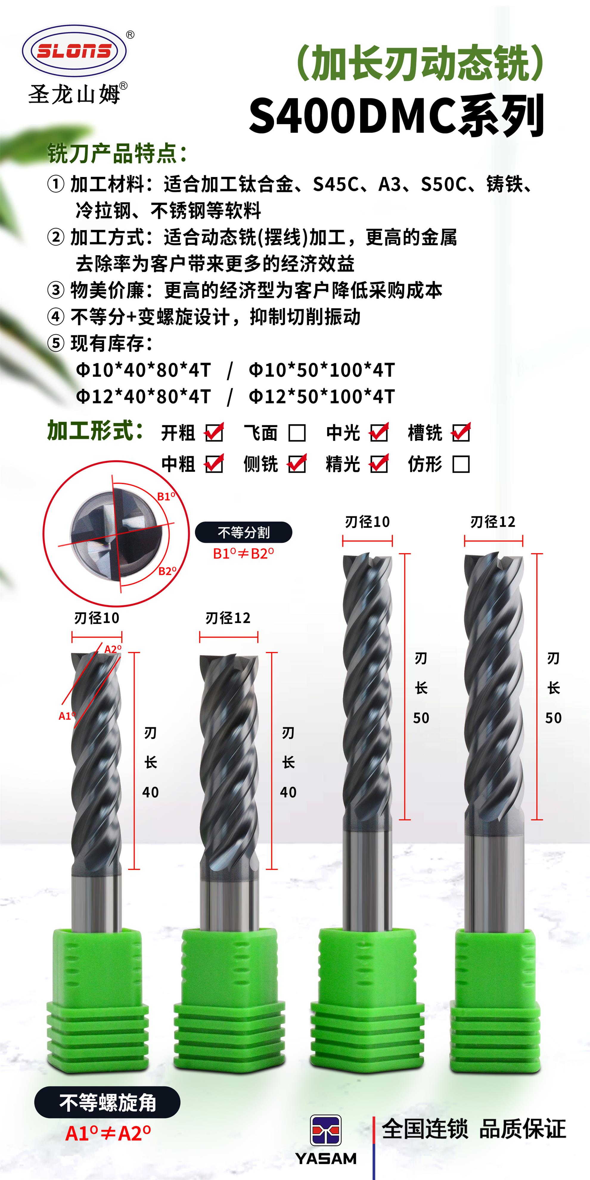圣龍山姆?SLONS?S400DMC系列加長刃動(dòng)態(tài)銑刀